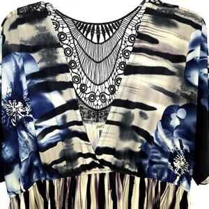 Gold Flava 22W Lace Back Women's Black Sleeves Dress Plus Size 3X XXXL 3XL